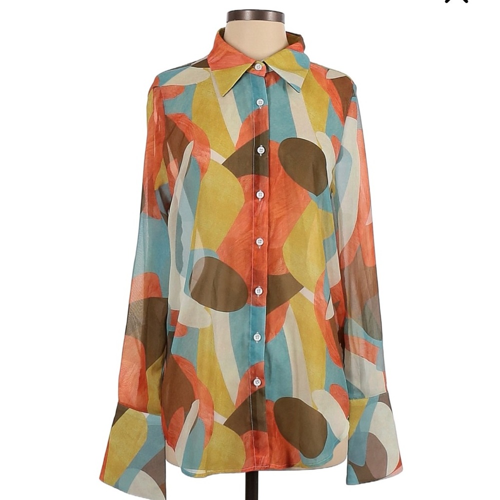 Colorful Abstract Sheer Top
